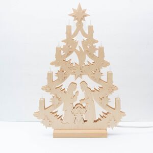 Michael Muller Handarbeit Wood Nativity Handmade Christmas Tree Lights 18" Box